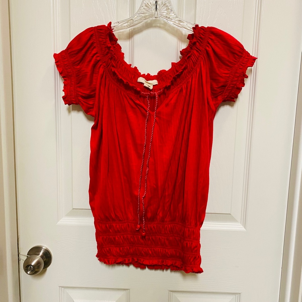 Junior's Peasant Short Sleeve Top by Derek Heart Size Medium